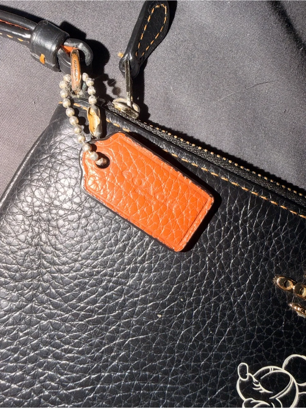 Coach x Disney Black Leather Wristlet with Minnie Mouse